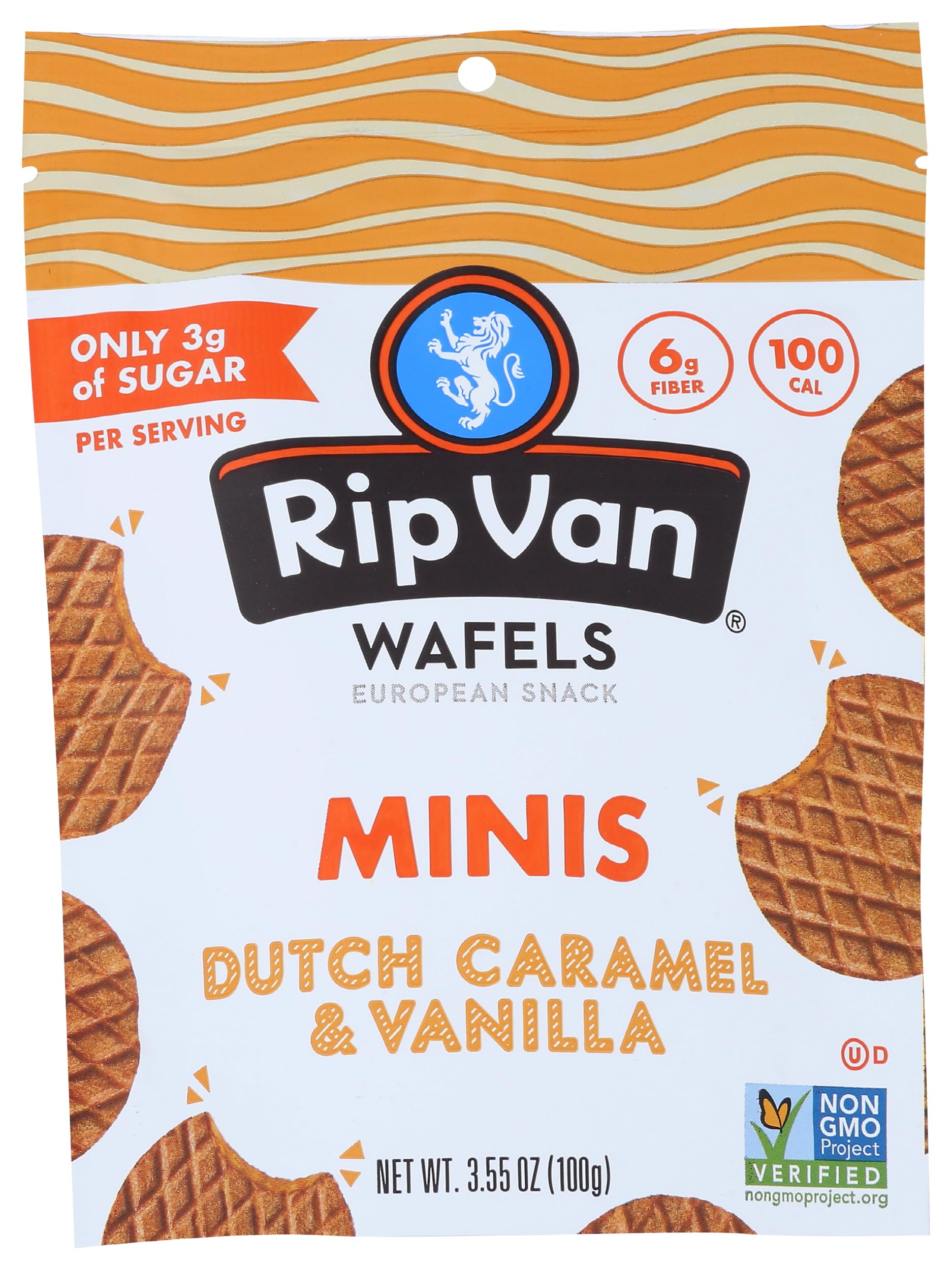 RIP VAN WAFELS Dutch Caramel & Vanilla Mini Wafels, 3.55 OZ