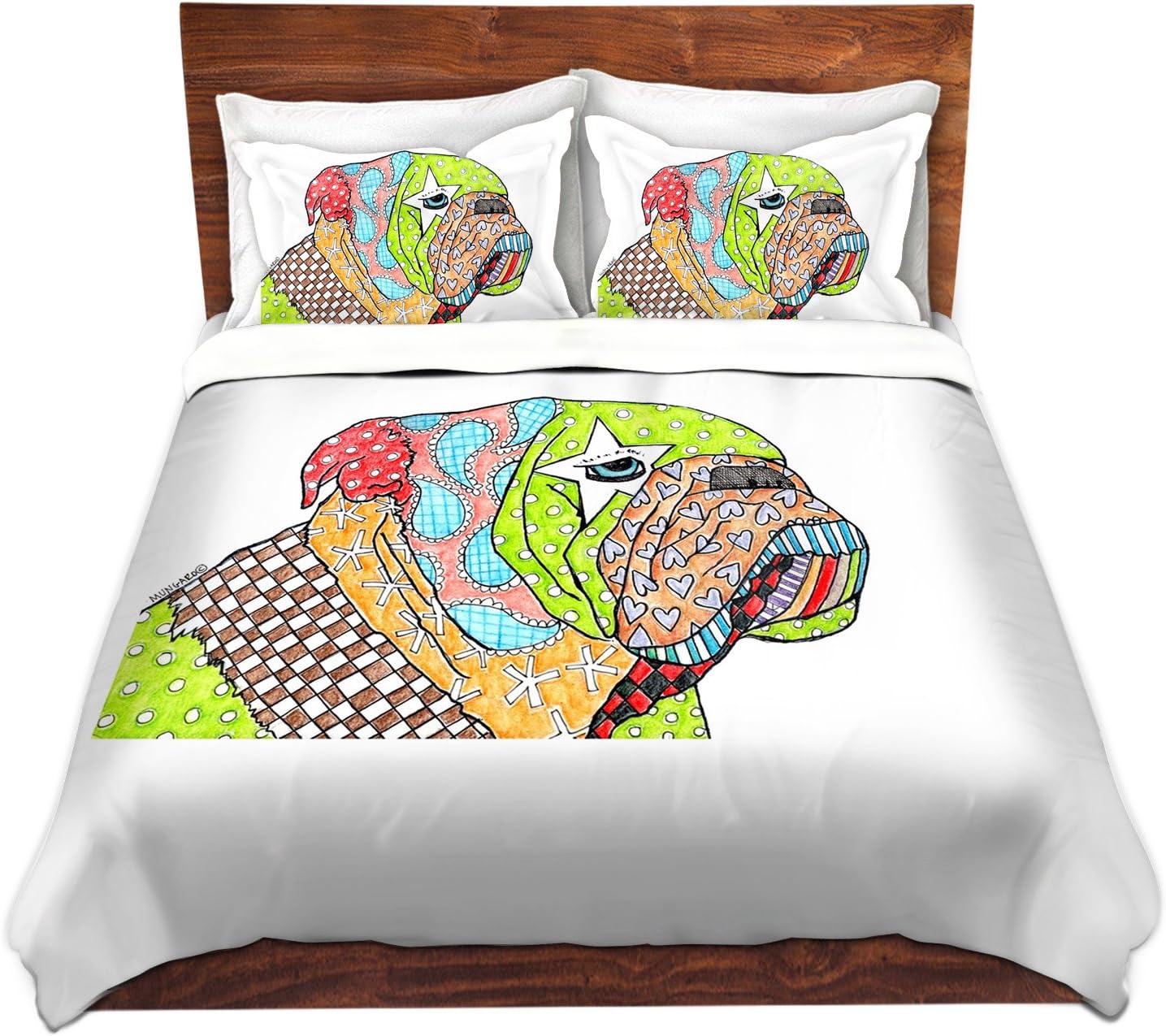 Dia Noche DuTw-MarleyUngaroEnglishBulldog8 Duvet Cover Brushed Twill, King Sham Set