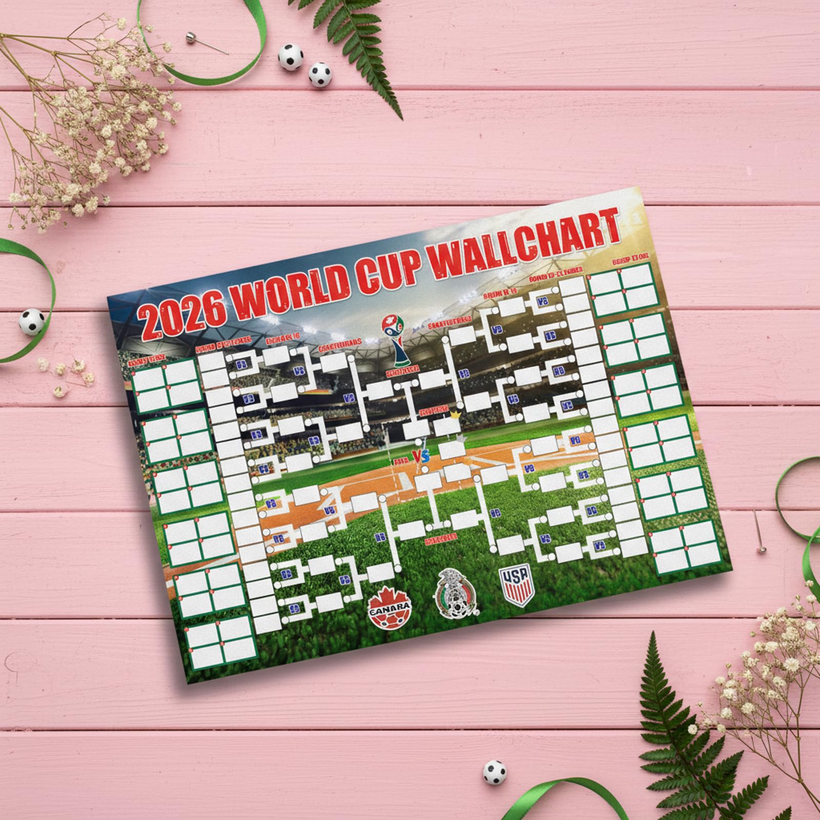 World Cup Football 2026 Interactive Poster 53x37cm 48-Team Tournament Fixtures Folded Poster Handwritten Watercolour Pen World Cup Tournament Bedroom Living Room Display Crazy Soccer Fan Great Gifts — view 3