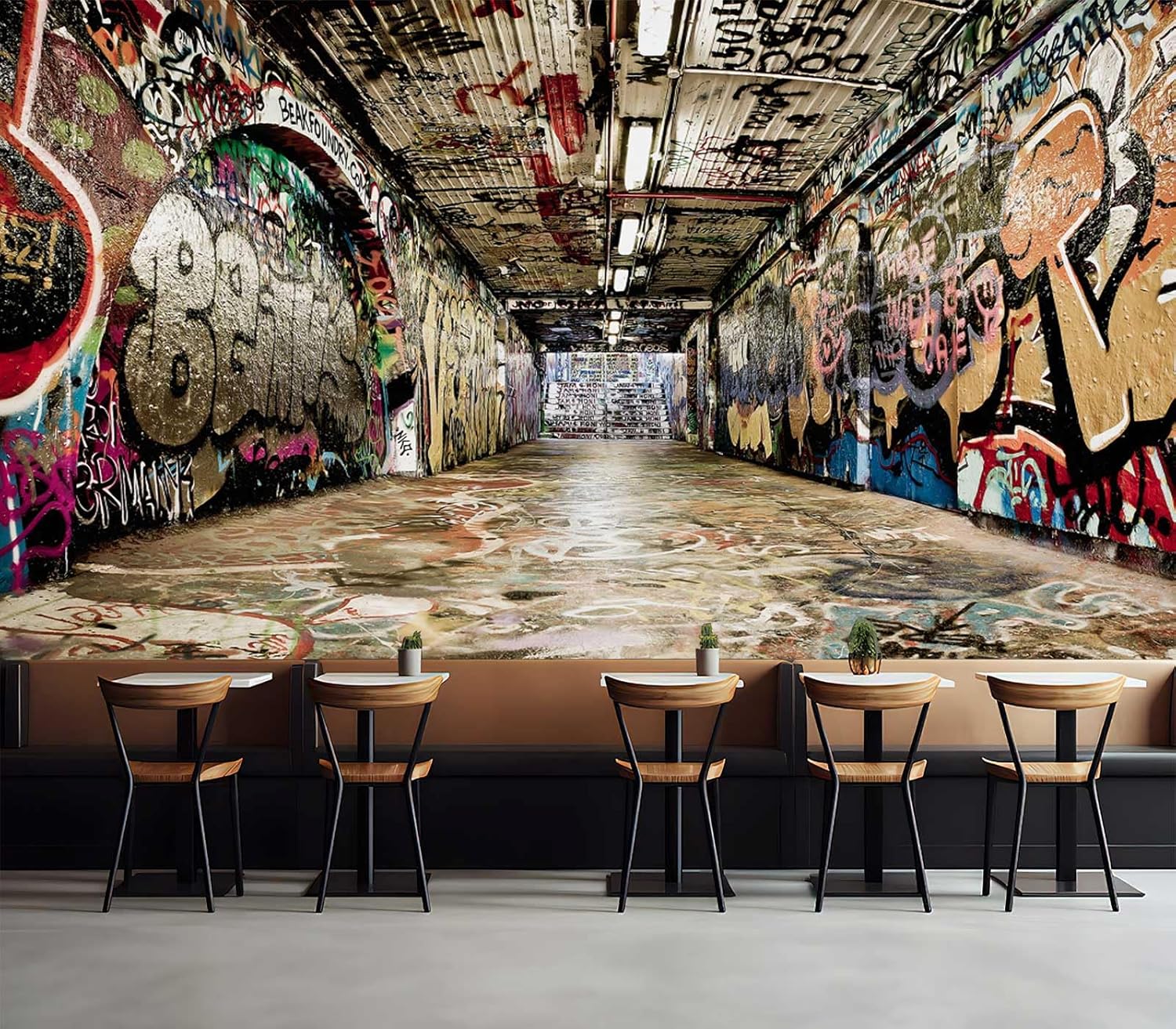 Cliouar-Tunnel Trendy Graffiti Wall Mural wallpaper-137 x 100"