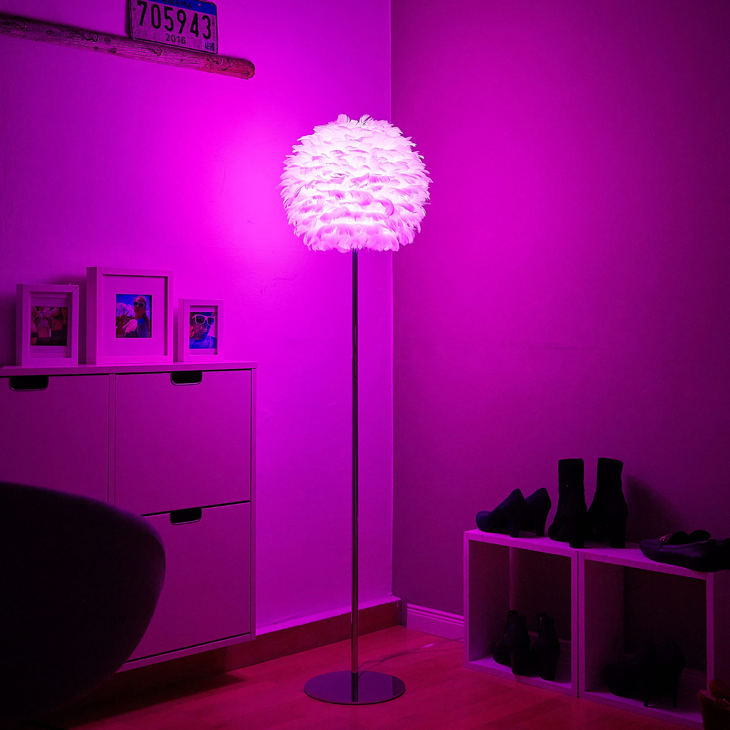 Northpoint LED Feder Stehleuchte Stehlampe Chrome Finish Metall Standfuß 150cm hoch ohne Leuchtmittel E27 Fassung