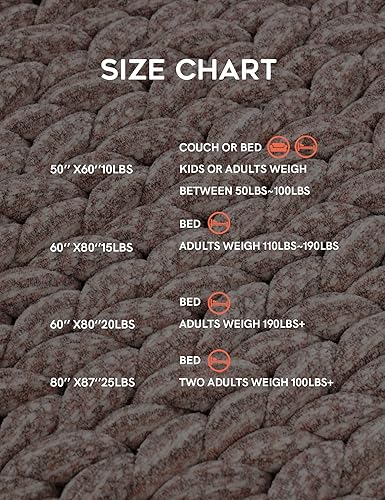 Miniatura 6 de YnM Manta con peso de chenilla, hecha a mano, diseño de punto grueso, suave y acogedora, regula la temperatura y transpirable, lavable a máquina