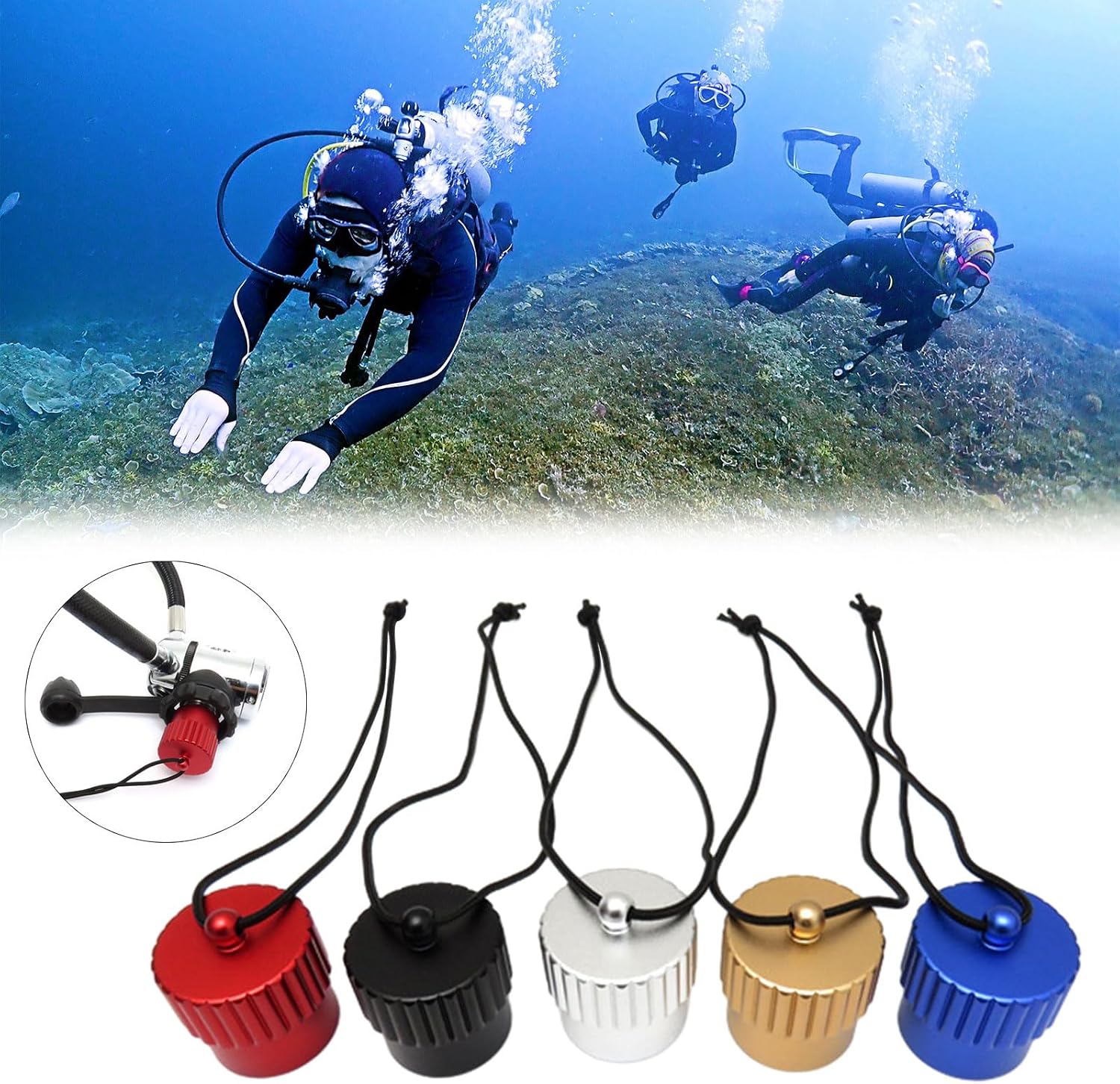 Aluminum Underwater Scubas Diving Dive Din Regulator Threaded Plug Protector Caps Replacements