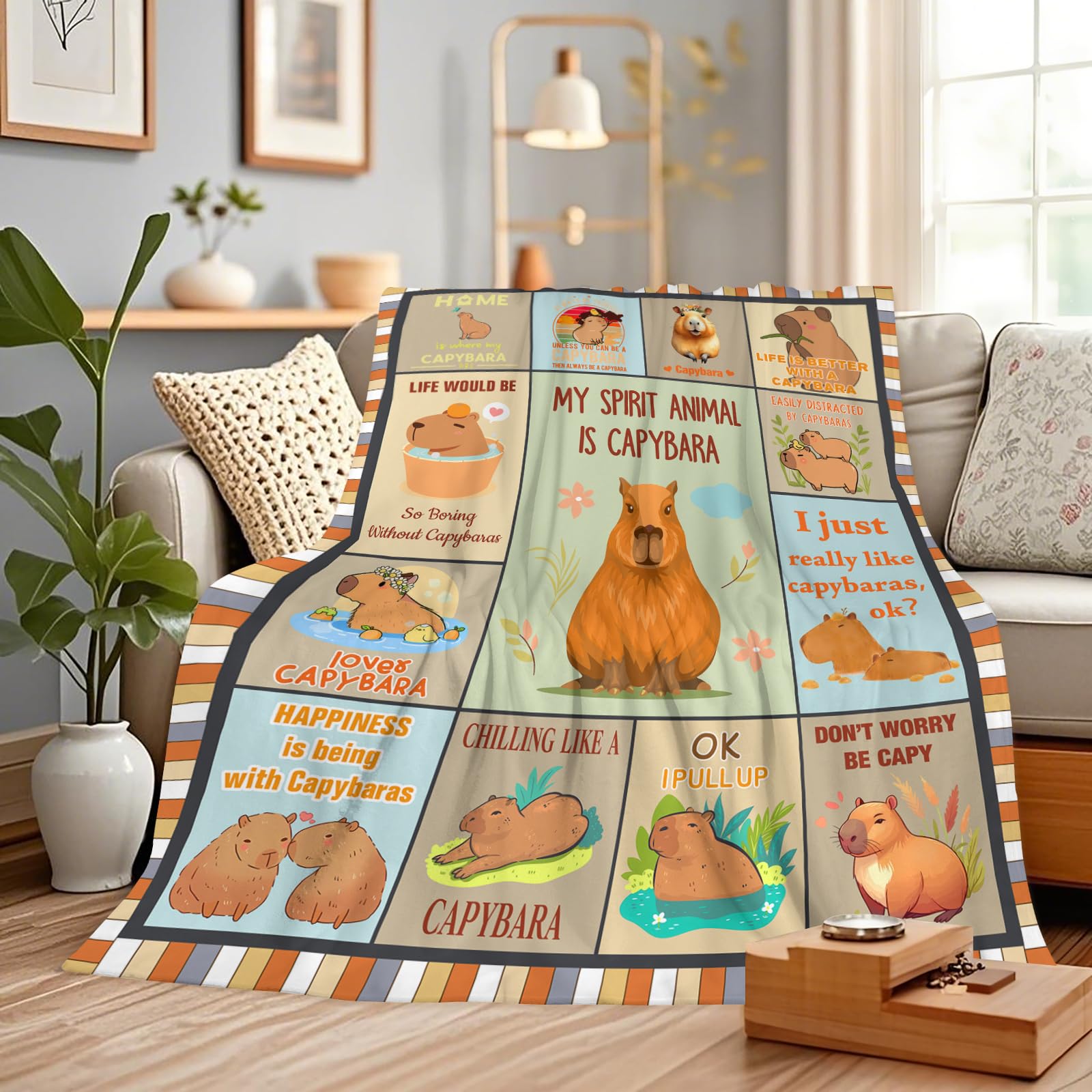Gelasgo Capybara Throw Blanket Ultra Soft Flannel Blanket - Image 2