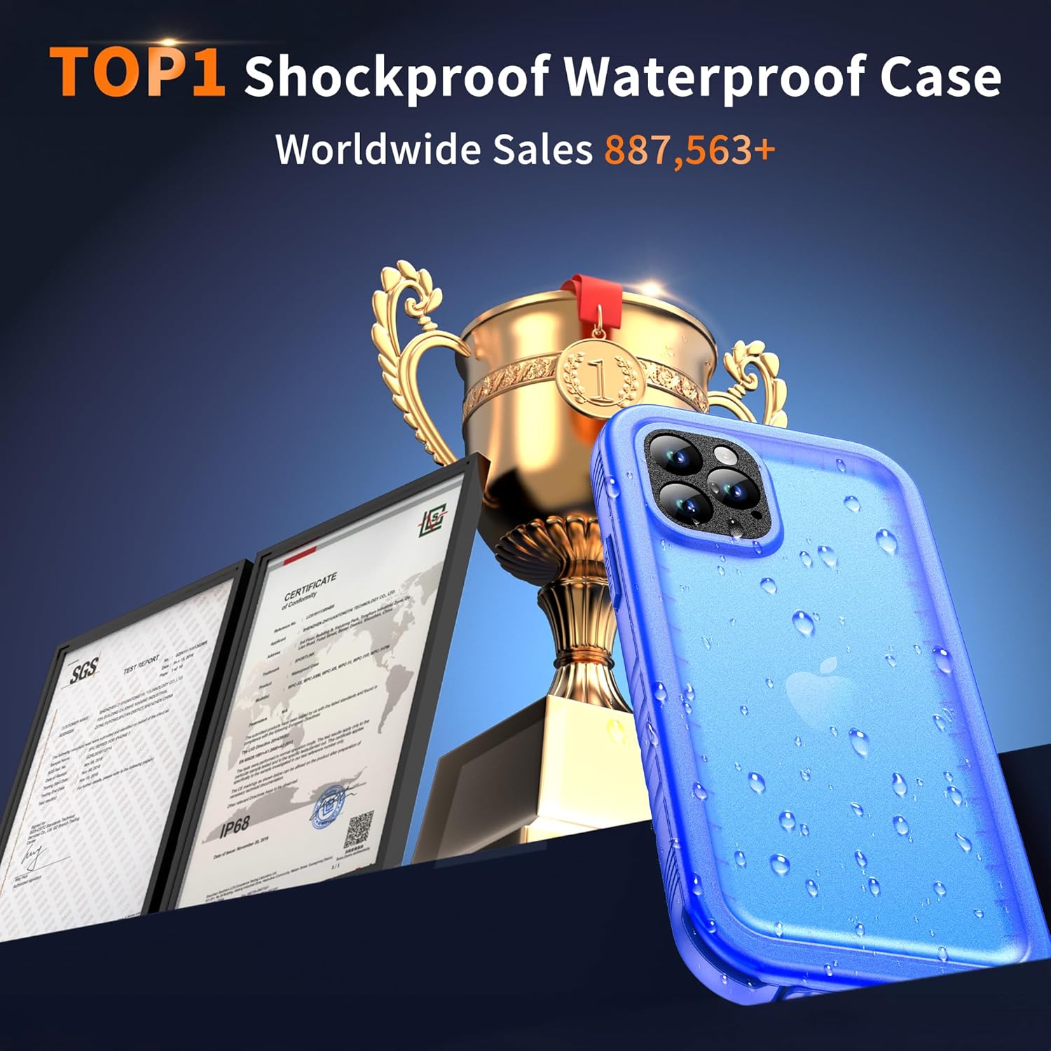 Cozycase Waterproof Case for iPhone 11 Pro Max, Shockproof Full-Body Rugged Bumper Sealed Case with Built-in Screen Protector for iPhone 11 Pro Max 6.5 inches 2019 Release - Blue - Image 10