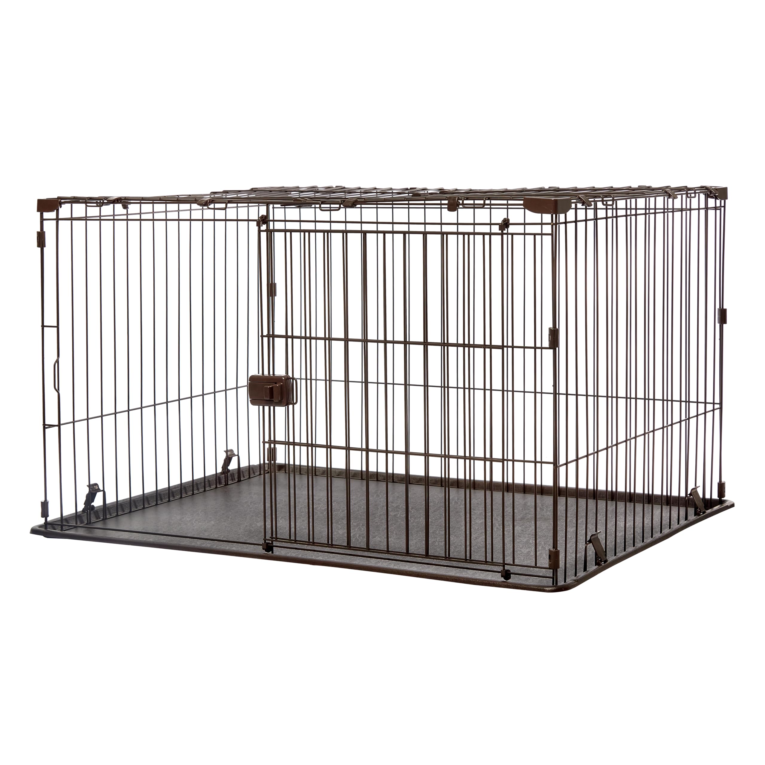 Iris Ohyama Welpenauslauf mit abschließbarer Tür und Rollen, H65, Braun, Katzengehege, Hundebox, Für Outdoor, Indoor, Welpenlaufstall, Hundezaun, Welpenzaun, Laufstall Hund, STS-600TY
