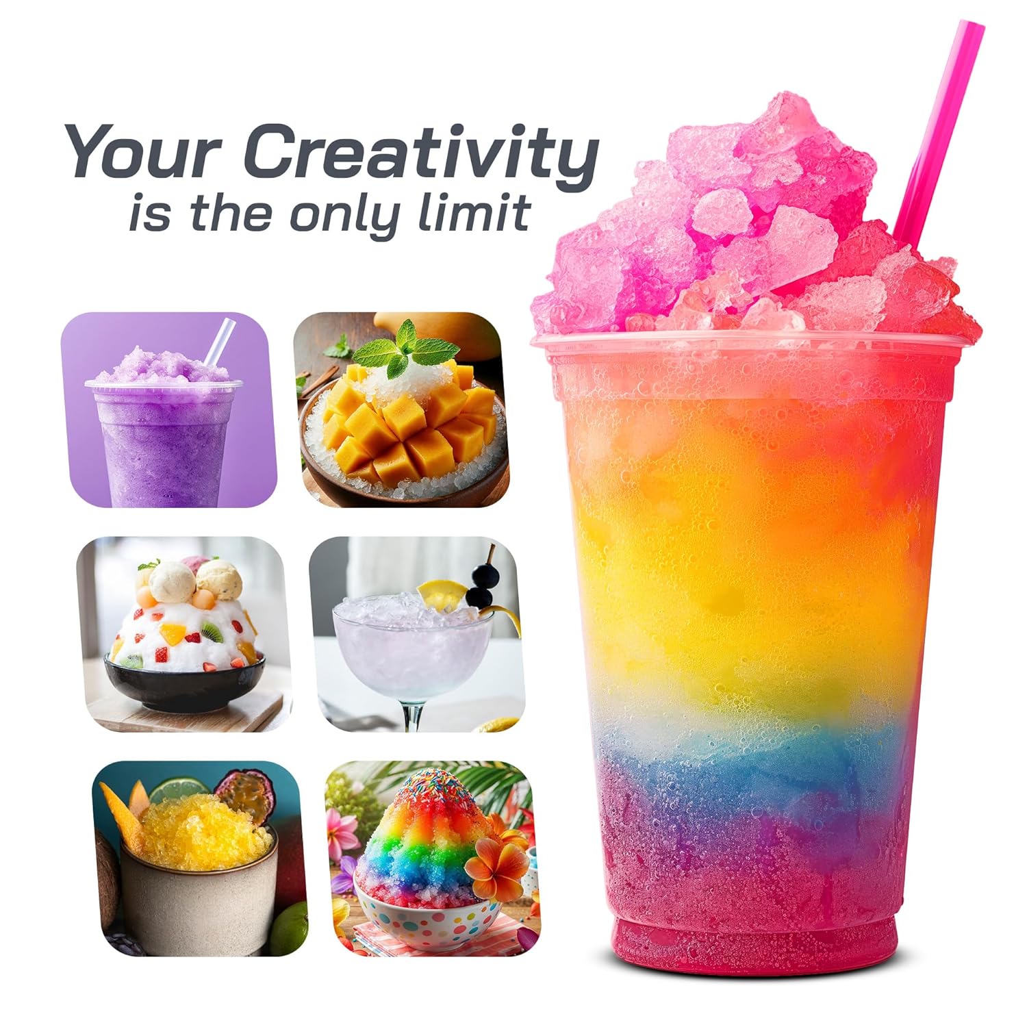 Elite Gourmet NEW Snow Cone & Shaved Ice Maker, ESI1201, Refreshing Slushies, Margaritas, Boba Drinks, Clear Lid & Shaved Ice Serving Bowl, Use Cubed & Bagged Ice, Stainless Steel Shaving Blade, White