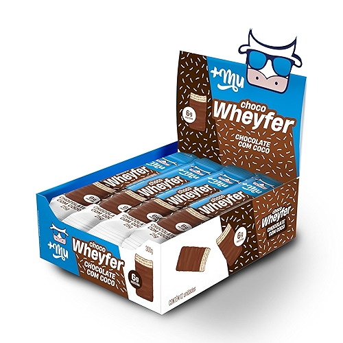 Chocowheyfer, Mais Mu, Wafer Proteico Sabor Chocolate e Coco, 6g de Proteína, Zero Açúcar,... Chocowheyfer, Mais Mu, Wafer Proteico Sabor Chocolate e Coco, 6g de Proteína, Zero Açúcar,...
