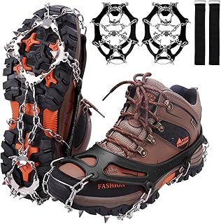 WIN.MAX Crampons for Shoes, Traction Cleats Ice Snow Grips with 19 Stainless Steel Spikes, Shoe Talons Anti - Slip Boots Spikes for Walking, Jogging, Climbing and Hiking
