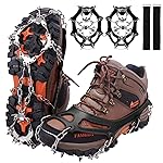 WIN.MAX Crampons for Shoes, Traction Cleats Ice Snow Grips with 19 Stainless Steel Spikes, Shoe Talons Anti - Slip Boots Spikes for Walking, Jogging, Climbing and Hiking (Black, M)