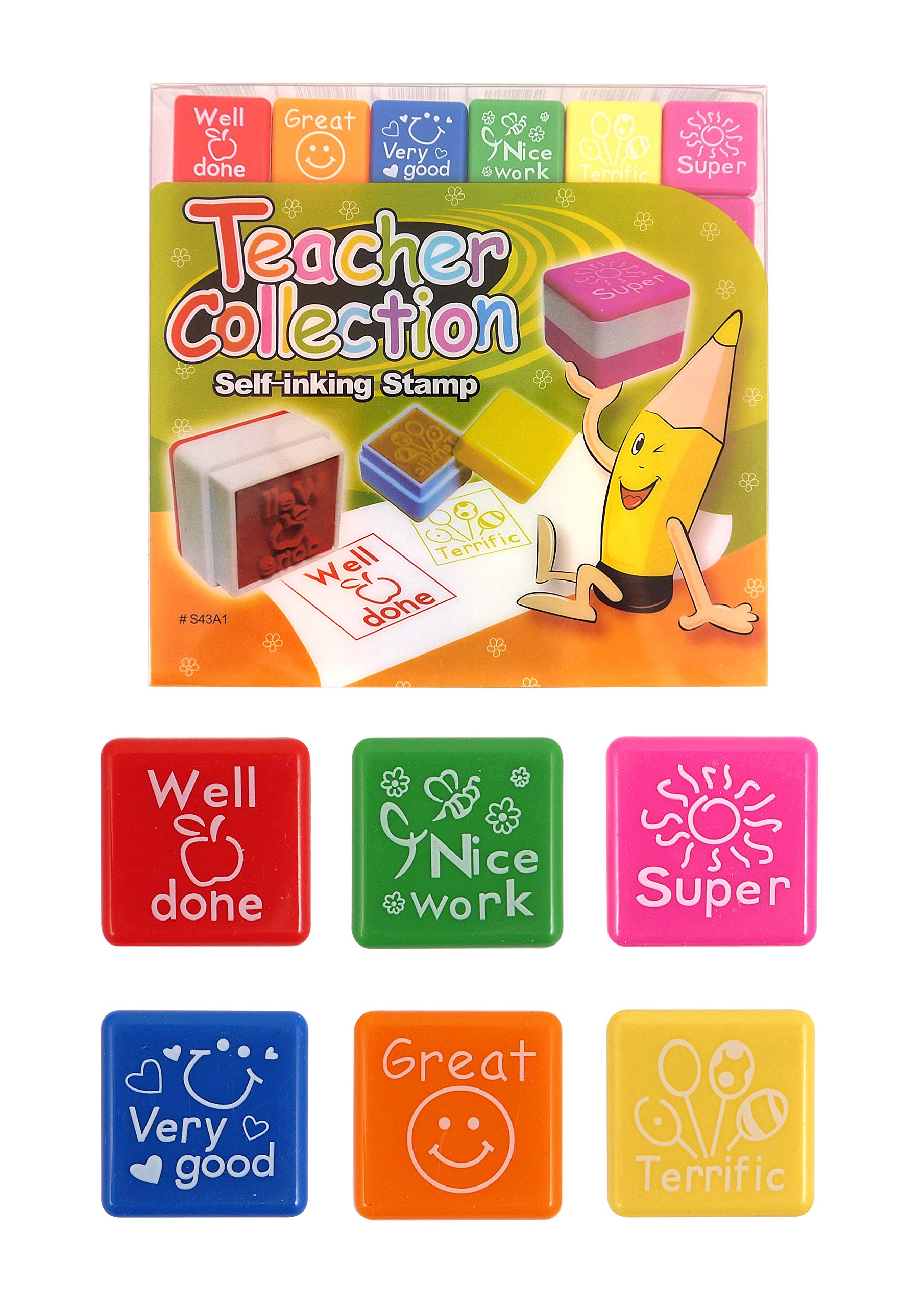 Set of 6 Self Inking Stamp School Teacher Reward Classroom Well Done