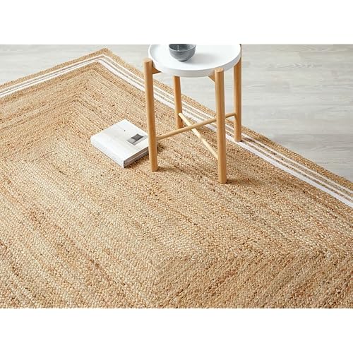GRUHUM Jute Cotton Area Rug 8x10 ft,Rectangular Natural Fiber Handwoven Boho Farmhouse Soft Braided Rustic Vintage EcoFriendly Reversible Rug,Indoor EcoFriendly Kitchen Bedroom Living Room Hallways