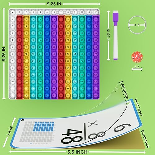 Miniatura 12 de Juegos de matemáticas para niños, tarjetas flash para niños, práctica Pop it con suma, resta, multiplicación y división, ideal para el aprendizaje