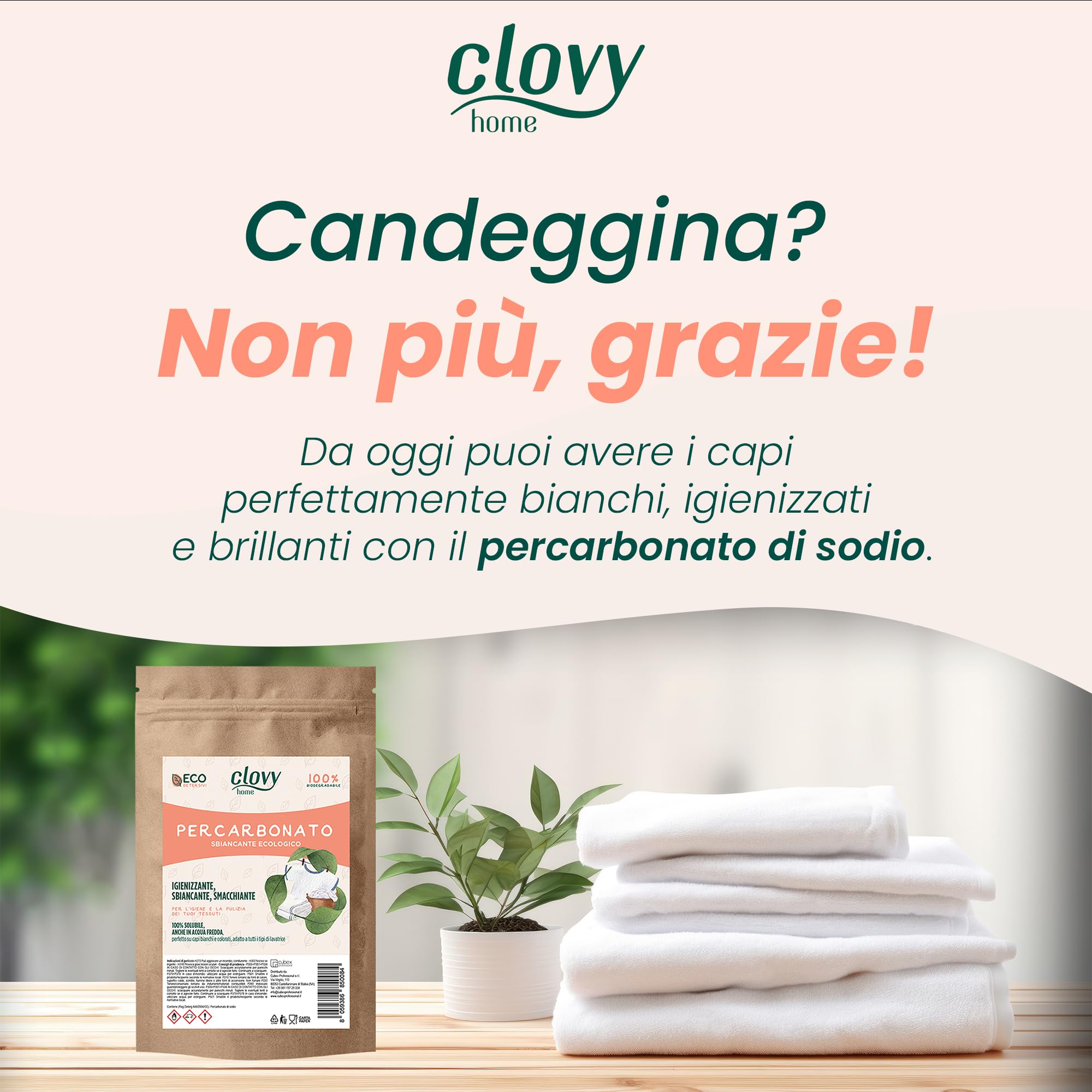 Reines Natriumpercarbonat 13,5 kg für 2250 Waschgänge – Bleichmittel und Fleckenentferner – Fleckenentfernung, bleichend, desinfiziert und schimmelfrei – Beutel aus umweltfreundlichem Papier und 100