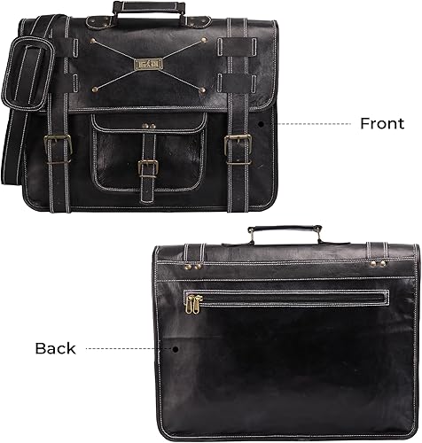 Miniatura 6 de Spacious Leather Laptop Briefcase for Men - Everyday Handmade Messenger Bag for 17 Inch Laptops