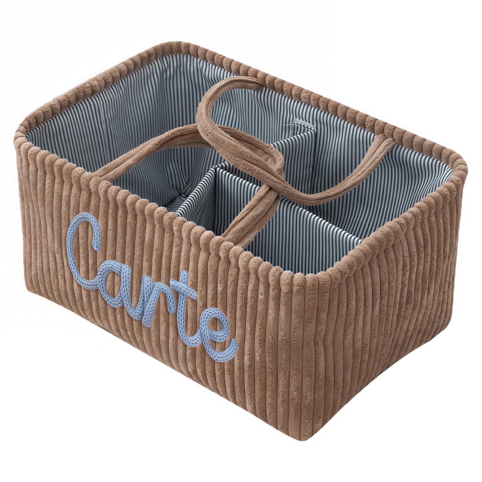 Custom Corduroy Diaper Caddy, Personalized Baby Storage Basket with Name, Nursery Organizer Basket, Gift for New Mom, Baby Shower(Brown)