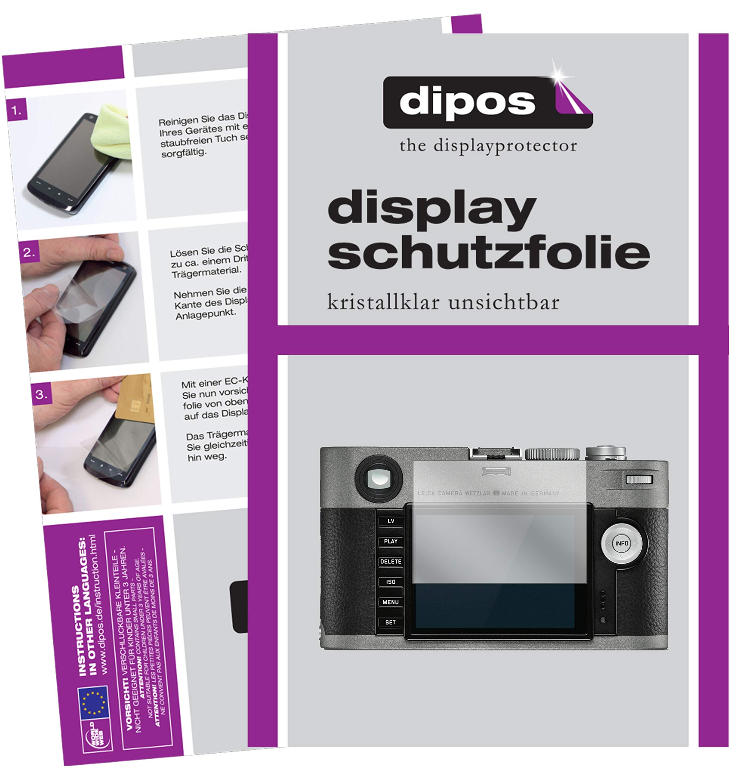 Dipos Displayschutz Für Leica M-E (Typ 240) – 2x Kunststofffolie, 9H Härte, Anti-Shock | Made In Germany