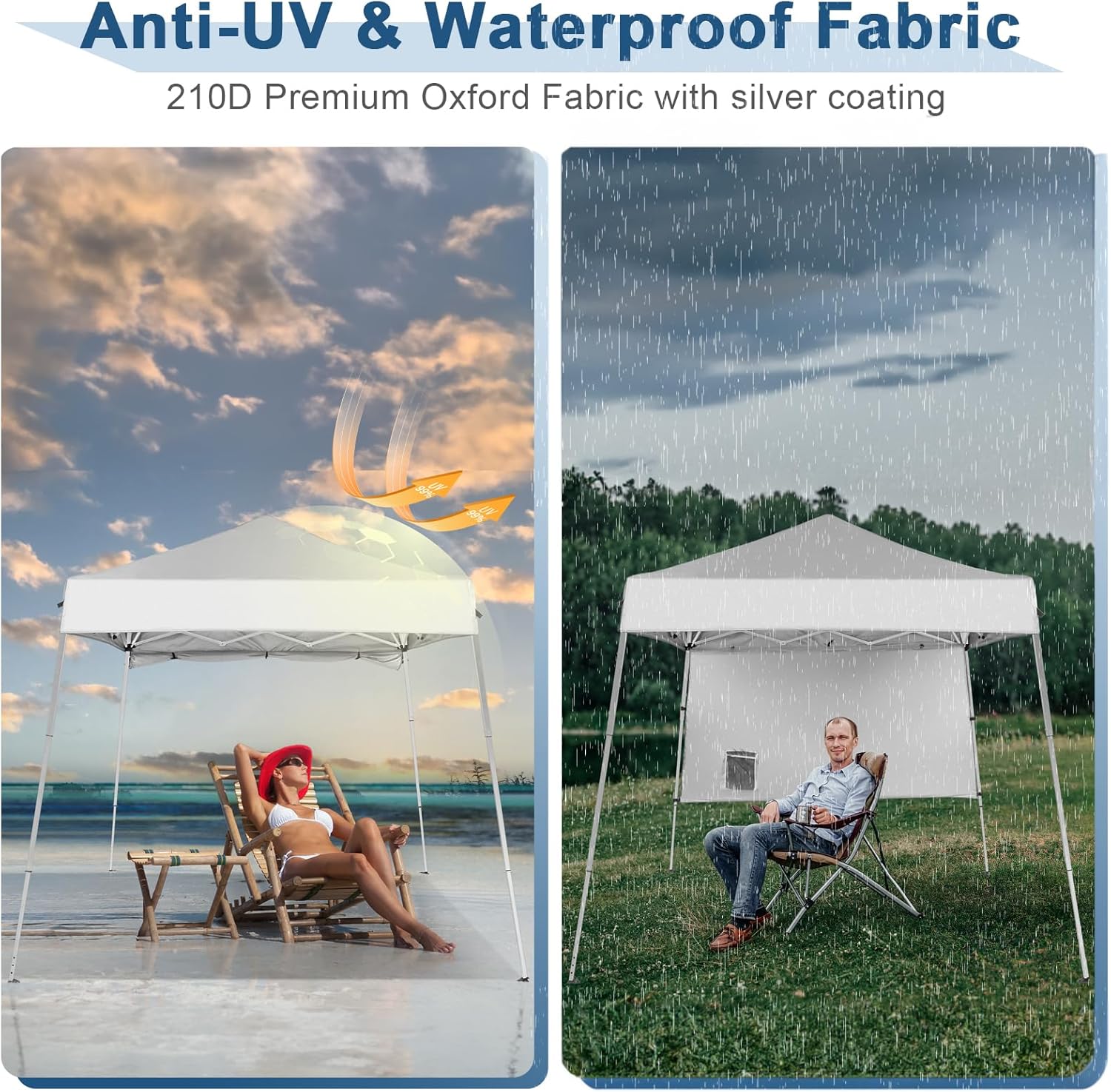 Pop Up Tent, 6x6 ft Easy Up Canopy Event Tent Foldable Portable Canopies for Camping, Patio, Outdoor Gazebo Slant Legs, Outdoor Instant Shelter Canopies with Carry Bag,White