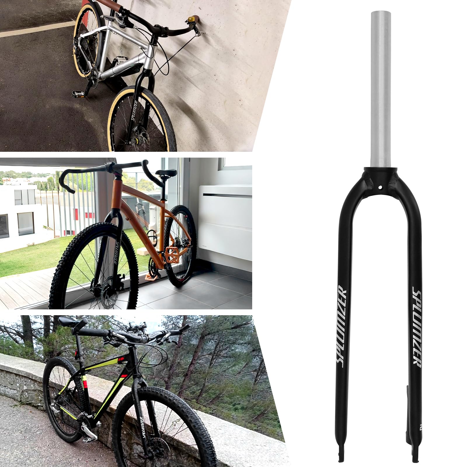 1-1/8" 26/27.5/29" Fourche VTT en Alliage d'Aluminium avec Frein à Disque Rigide, 28.6mm Tube Droit sans Filetage Fourche Avant de VTT Superlight
