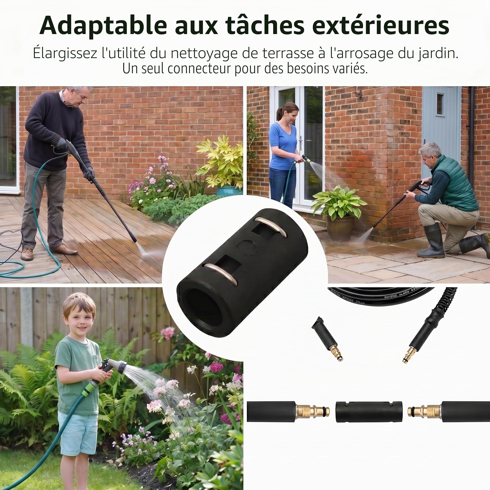 Adaptateur de Tuyau de Rechange et Raccord de Tuyau Haute Pression Etanche, Connecteur Rapide en Plastique pour Rallonge de Nettoyeur Compatible avec Kärcher K2 Clic, K3, K4, K5, K6, K7 (1pc)