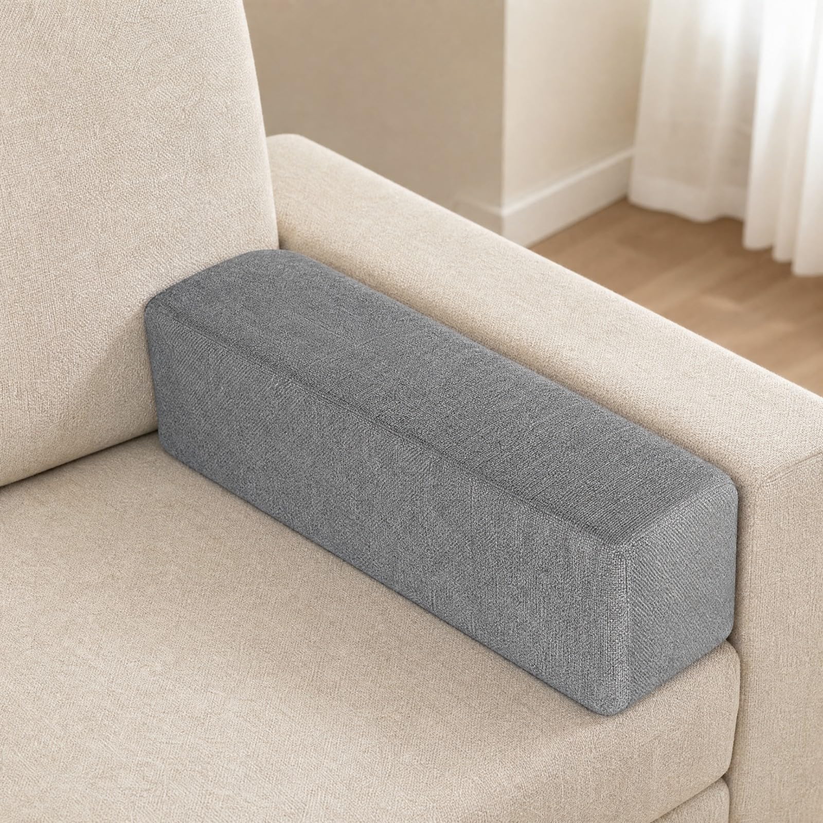 Cuscino per Bracciolo Traspirante | Forma Rettangolare Compatta, Delicato sulla Pelle, Cuscino Riempispazio per Divano, Lettura, Grigio Scuro, 60x15x15cm