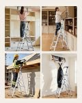 VEVOR 5 Step Ladder, Folding Step Stool with Wide Anti-Slip Pedal and Comfort Handgrip, 330 lbs Capacity Portable Aluminum Stepladder, Multi-Use for Kitchen, Warehouse, Household and Office, Silver