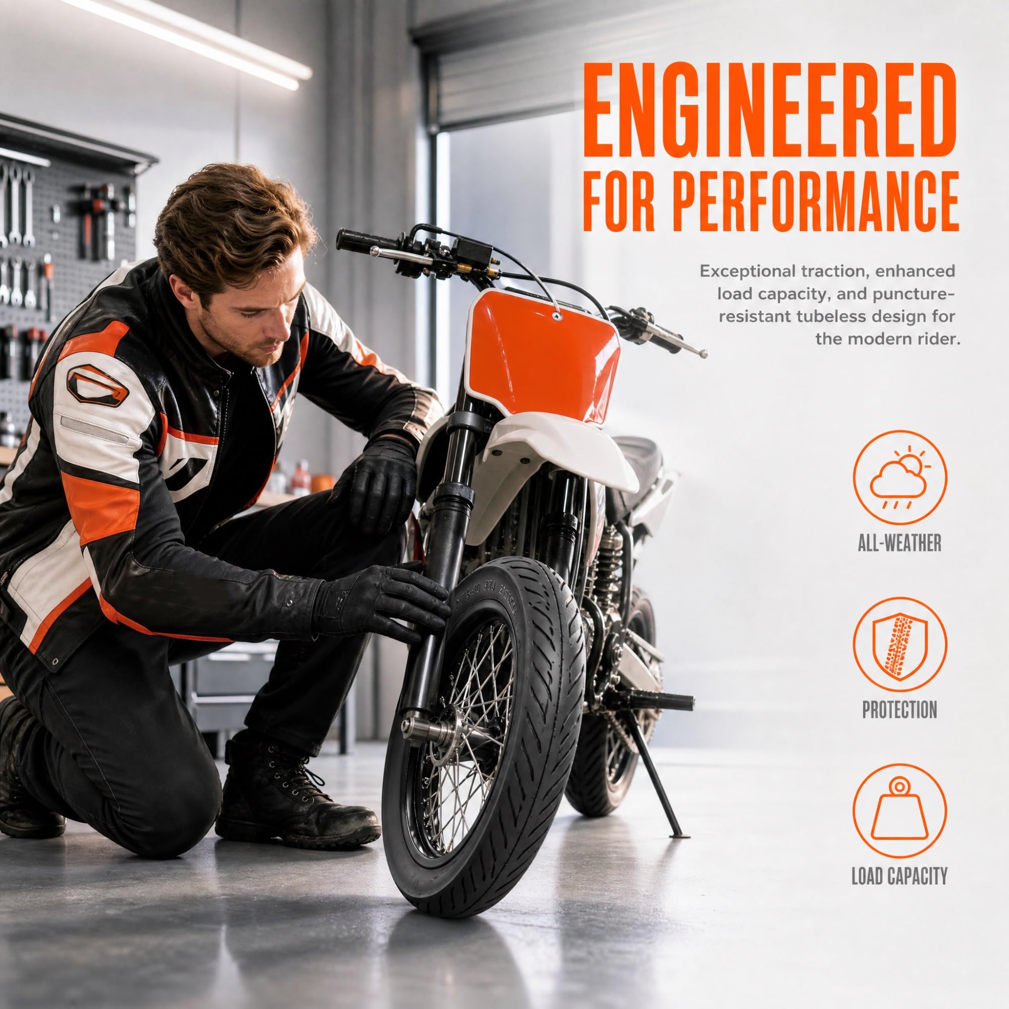 2.75-10 Pneumatico Tubeless, Copertone Anteriore Posteriore per Dirt Bike Mini Moto, Battistrada Stradale Scanalato Tutto Tempo, 37J 4PR Carico Max 128kg (282Lbs)