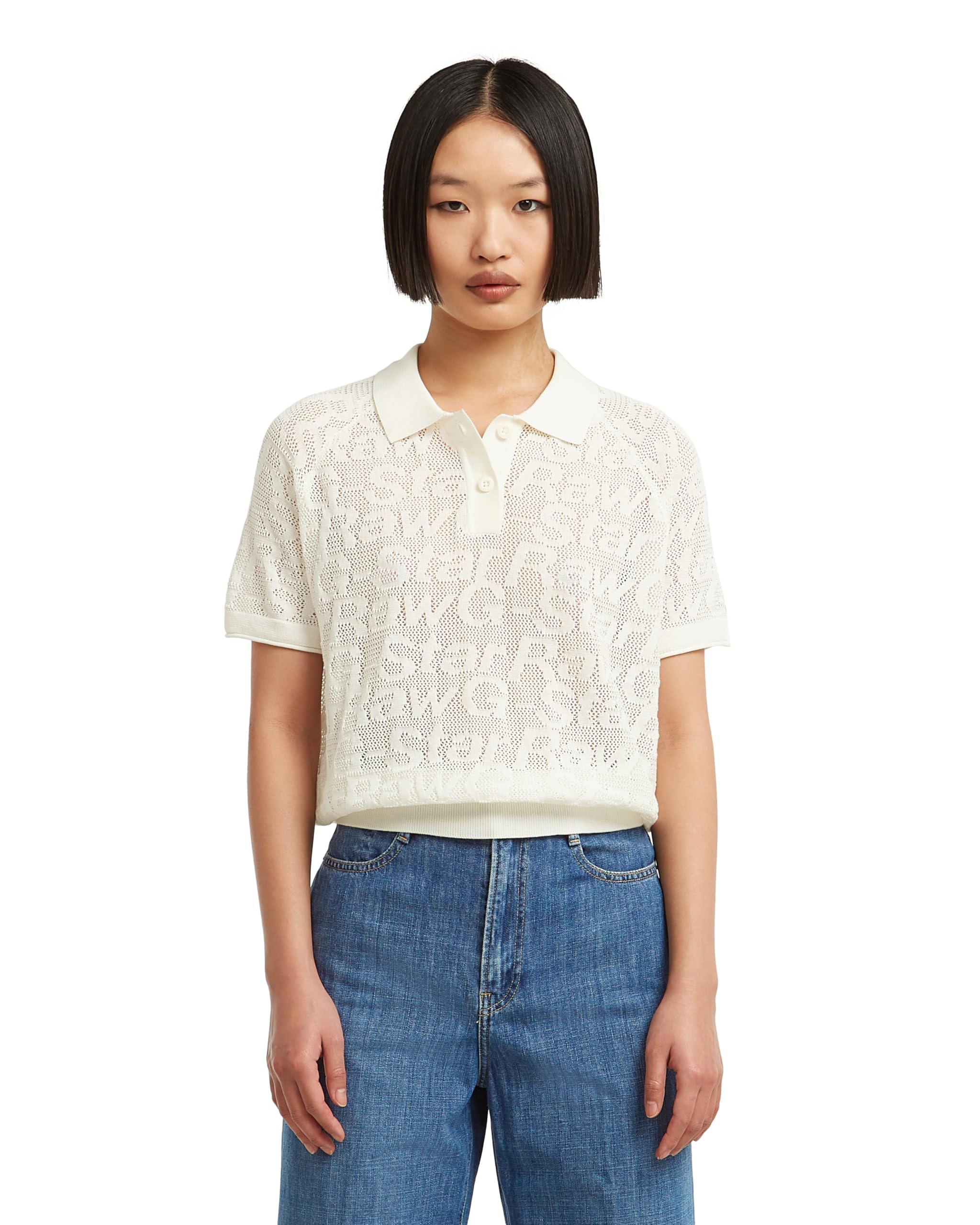 Polo de punto G-STAR mujer pointelle lightweight knitted polo fino 8