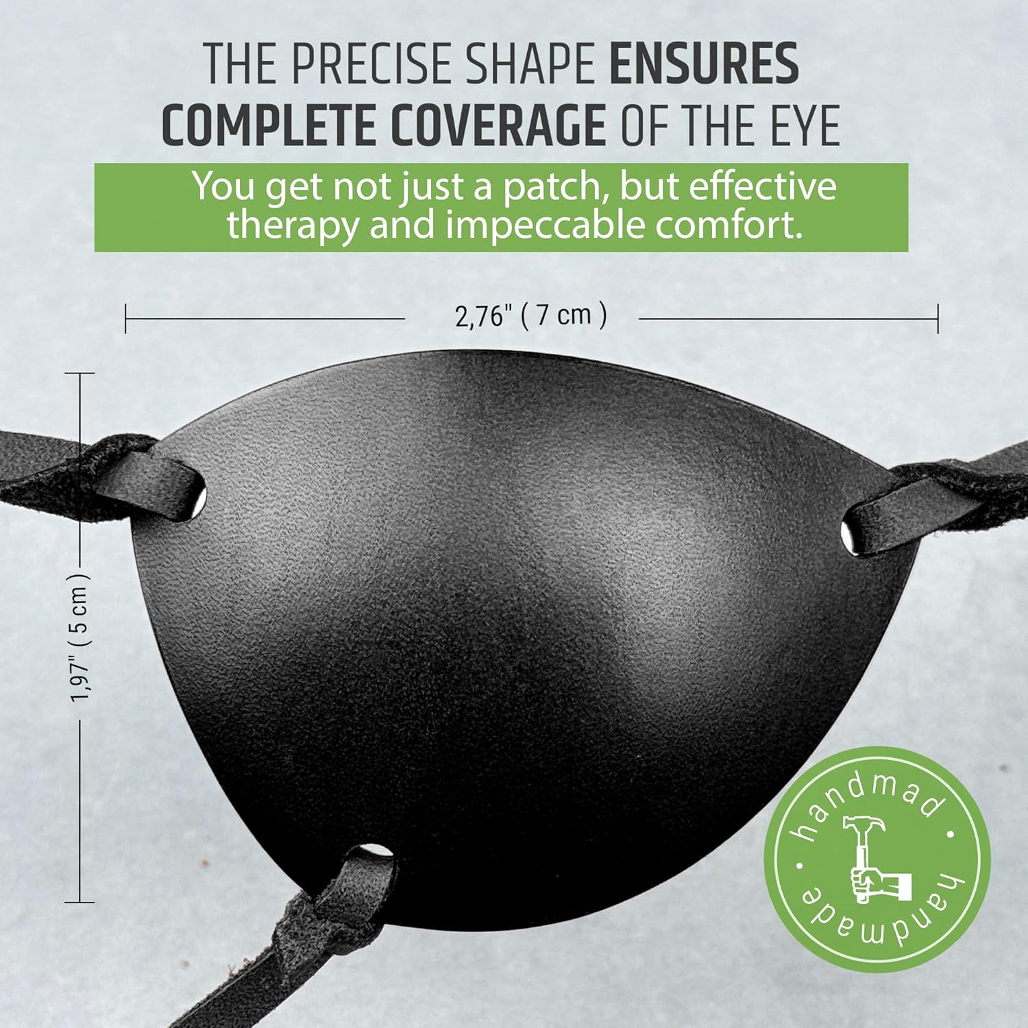 Premium Handmade Metal Gear Leather Eye Patch with Soft Foam Padding, Adult Snake Eye Patch for Men and Women for Lazy Eye Therapy, Cosplay, and Pirate Costume (Black, Left)