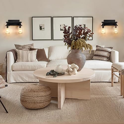 Miniatura 4 de Lámpara de tocador negra para baño, 2 luces de tarro de masón, lámpara de tocador industrial vintage, lámpara de pared de tubería de cocina, lámpara