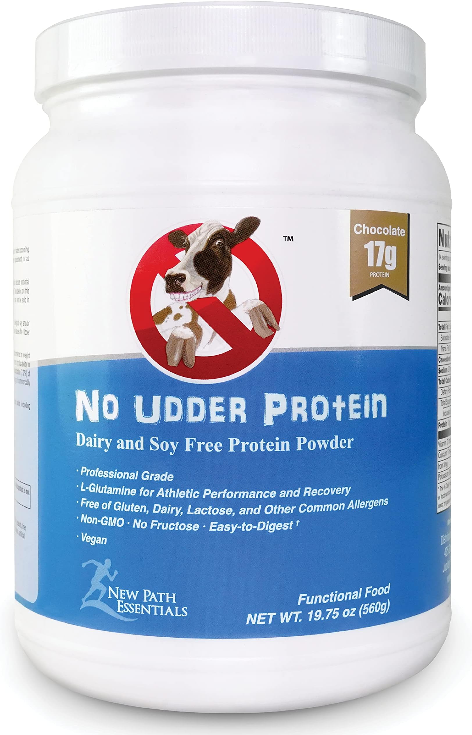 No Udder ProteinVegan Protein Powder | Soy Free Protein Powder | Chocolate | 17g Protein | 1lb