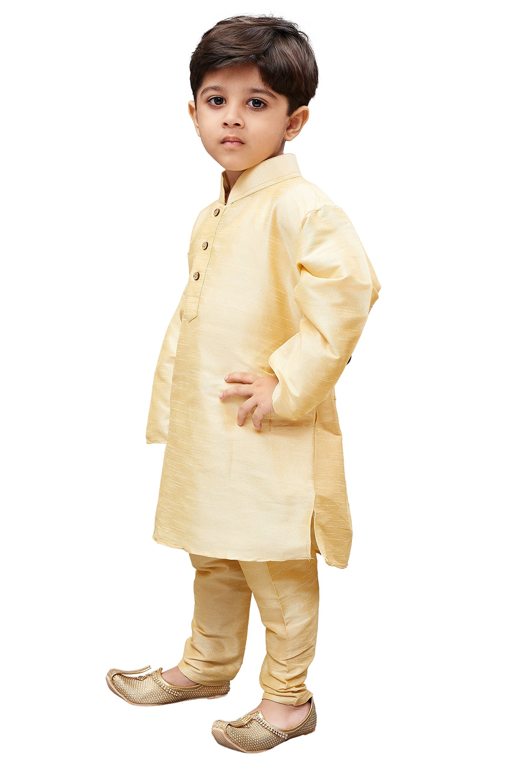 Jbn Creation Boys Cotton Silk Kurta And Pyjama Set (Gold_Vasbkgo001Npgoa_12-18 Months)