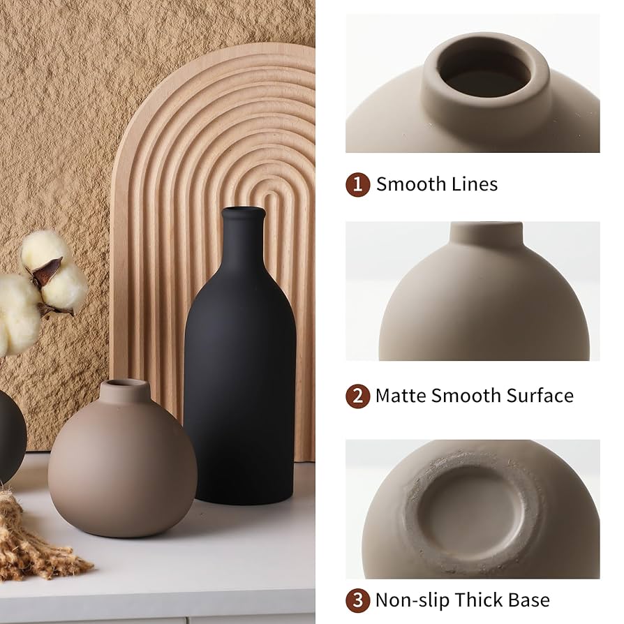 Amazon.com: Ceramic Vase Set of 3, Vases Home Decor Rustic