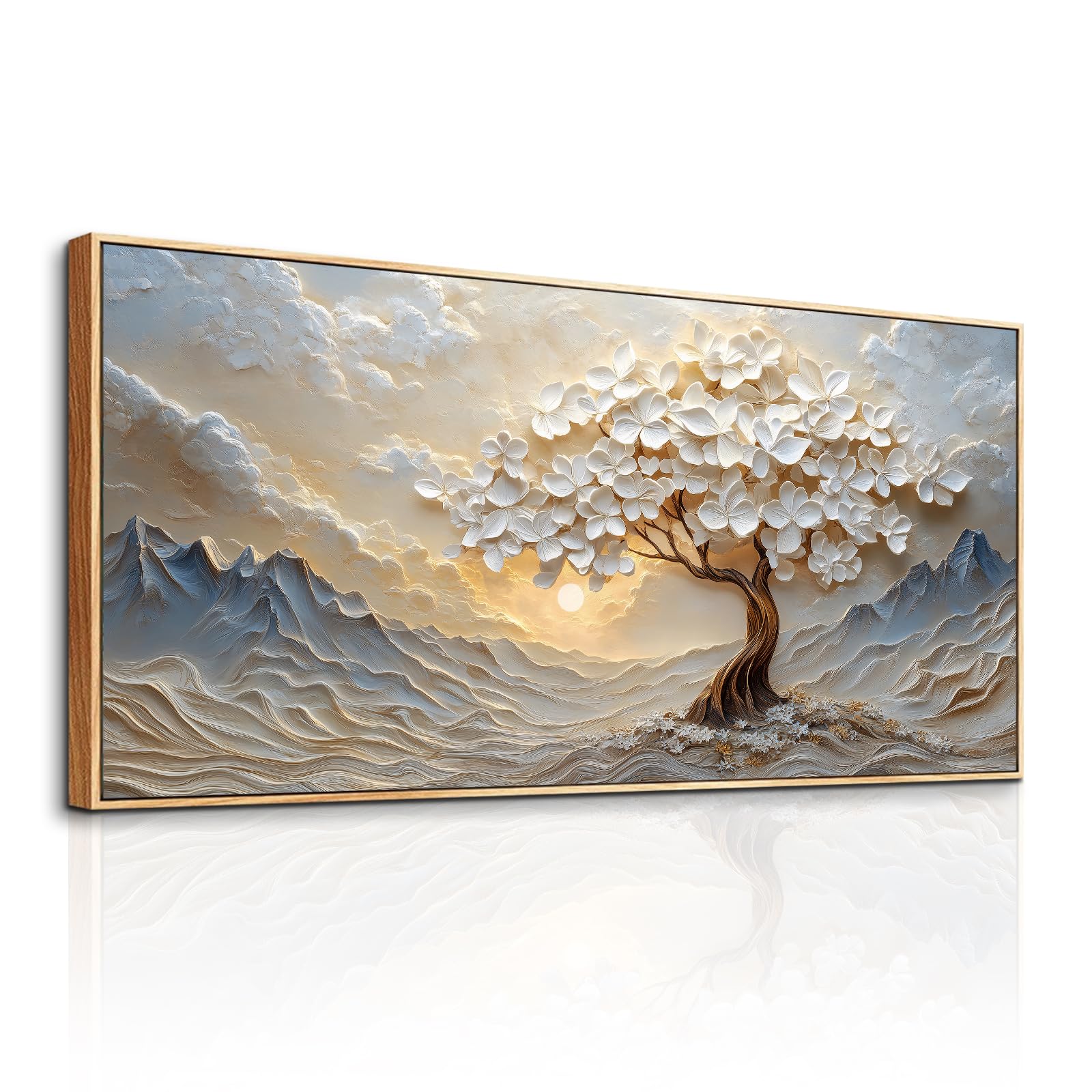 JHHUAMO Baum des Lebens Bilder mit Rahmen Schlafzimmer Wohnzimmer 50x100 cm | Lebensbaum Bild, Hochauflösender Druck, Stabiler Rahmen, Einfaches Aufhängen, Vielseitig Einsetzbar