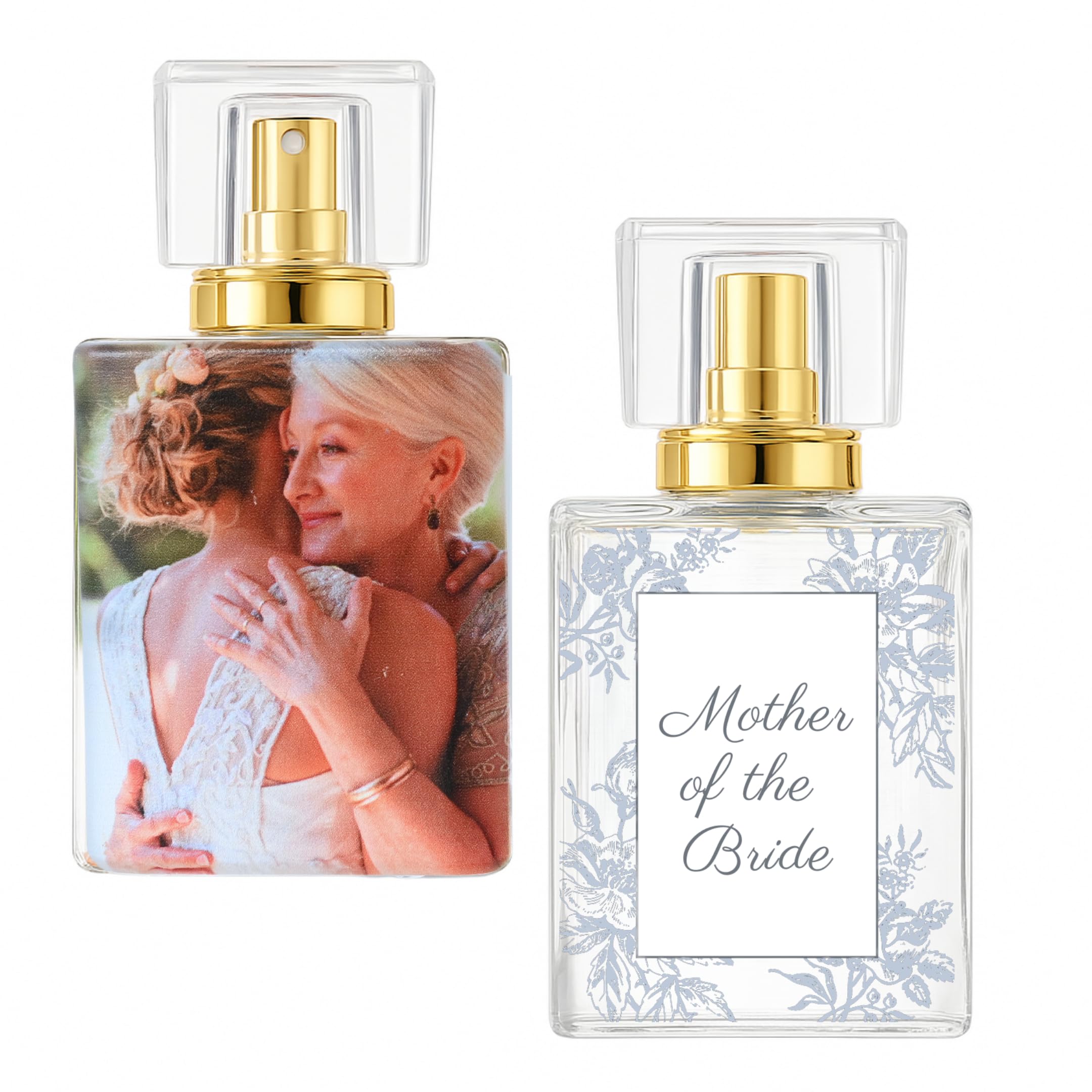 Personalized Refillable Perfume Bottle 50ml – Custom Photo & Text – Wedding Gift for Mother of the Bride or Groom