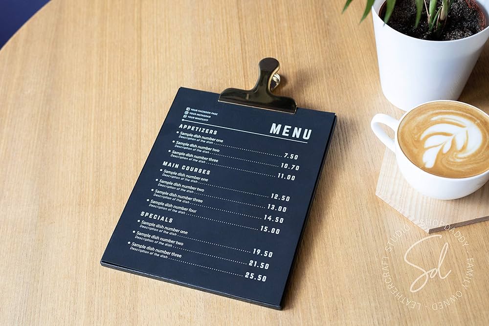 Amazon.co.jp: 木製クリップボードメニュー 金色クリップ