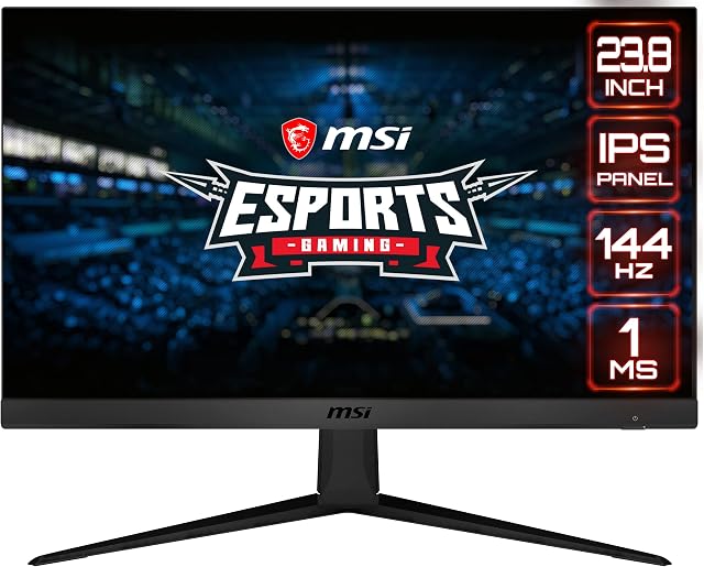 MSI Optix G241 Esports Gaming IPS Monitor - 23.8 Inch, 16:9 Full HD (1920 x 1080), IPS, 144Hz, 1ms, FreeSync Premium, DisplayPort,HDMI,Wide Color Gamut,Night Vision,Anti-Flicker, Less Blue light,Black