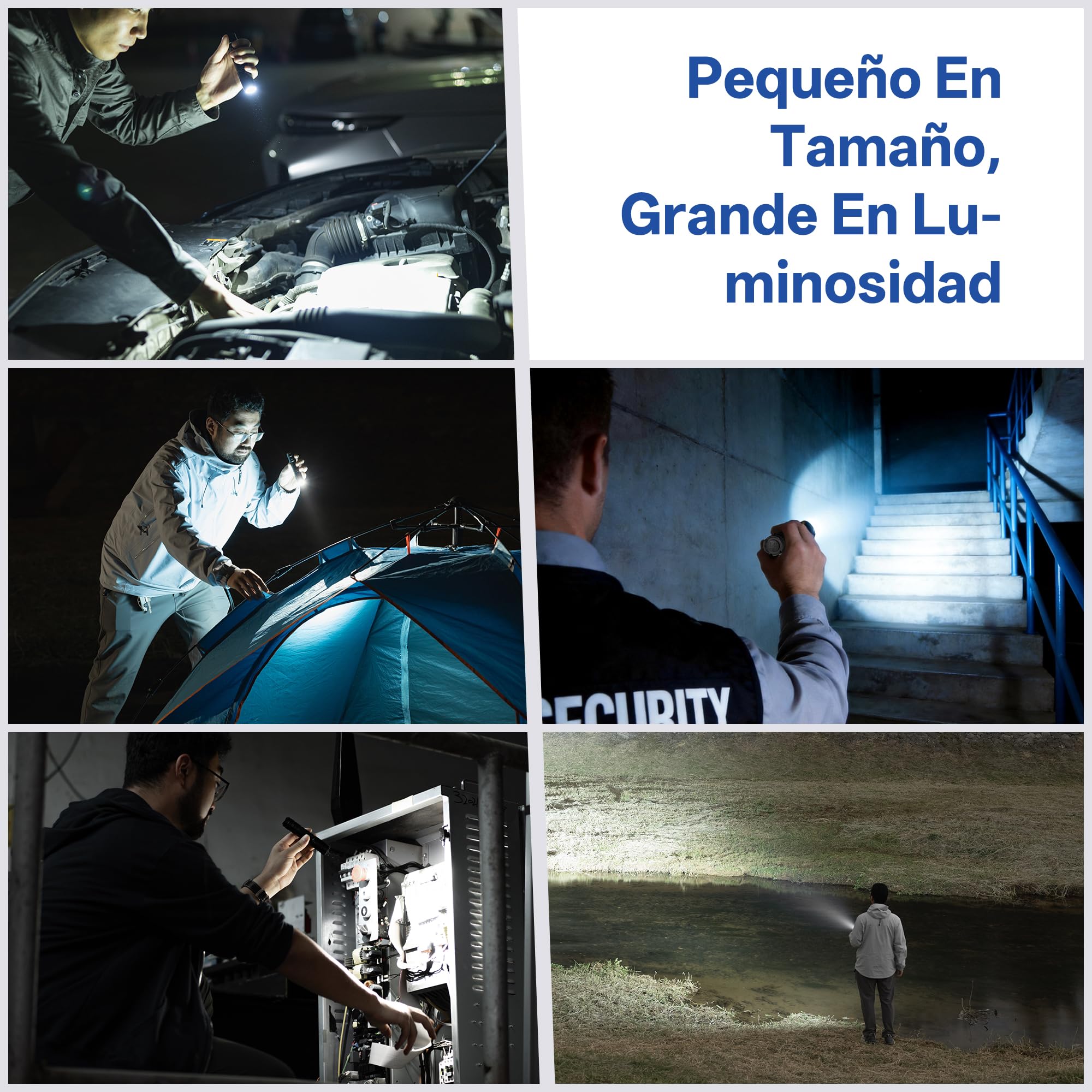 WUBEN C3 Linternas LED Alta Potencia 1200 Lúmenes, Linterna LED Recargable USB Táctica Militar Potente, Linterna Led Pequeña a Pilas, IP68 Impermeable 6 Modos Portátil Flashlight Emergencia Camping
