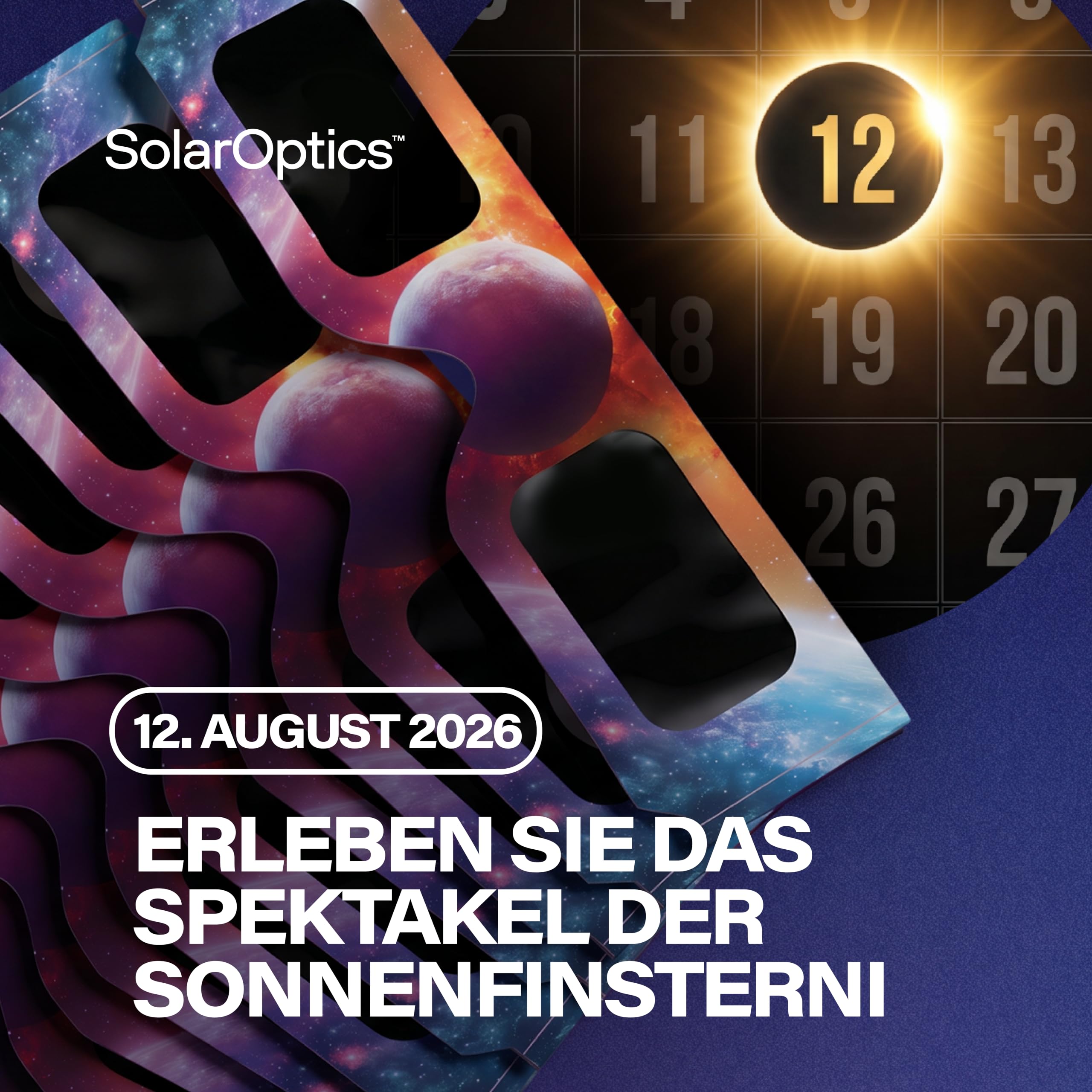 Sonnenfinsternisbrille 5er-Pack mit Handy-Filter – ISO 12312-2 & CE-zertifiziert, Sichere Sonnenbeobachtung + 2 Smartphone Filter Set, Sonnenfinsternis 2026