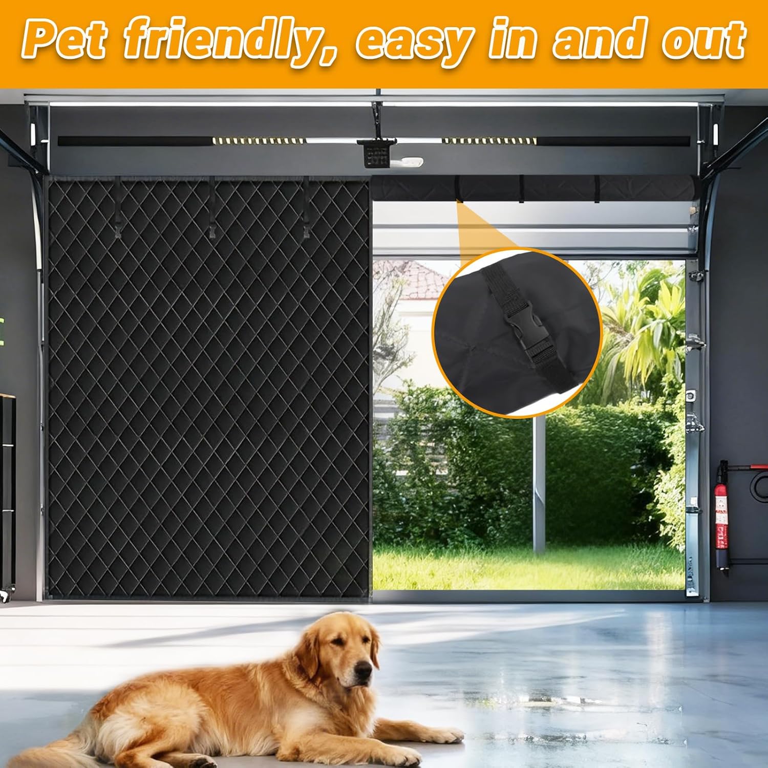 Garage Door Screen for Winter, Fit 10x7FT Garage Door Insulation Kit for 2 Car Garage, Magnetic Thermal Insulated Garage Curtain, Waterproof Windproof Soundproof