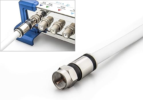 Miniatura 4 de GTOTd Cable coaxial (6 pies) con conector de cable coaxial RG6 (y adaptador de extensión de cable tipo F), cable coaxial blanco de 75 ohmios