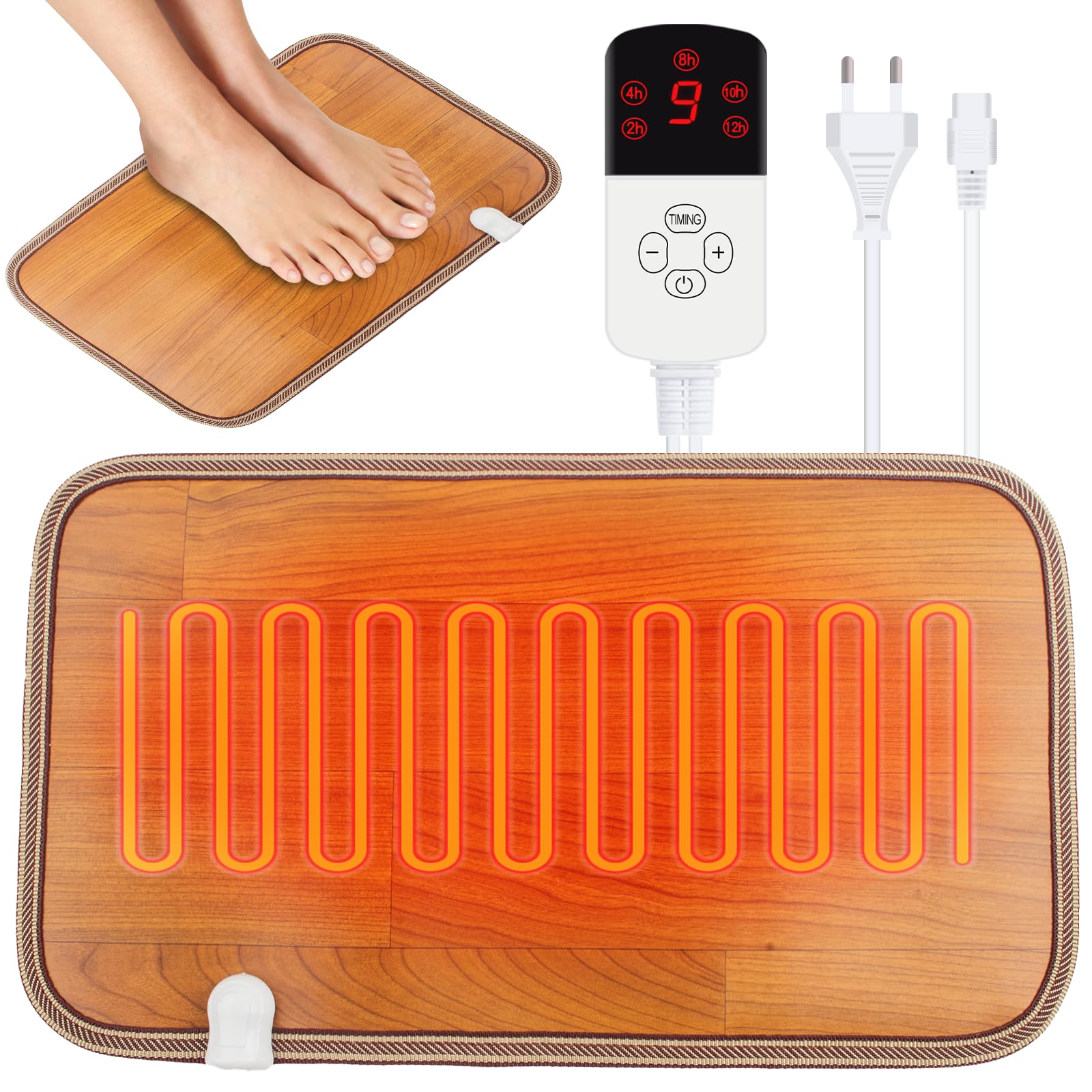 Calefacción Eléctric Calentador de pies, Calienta Pies Electrico Térmicos con Interruptor de Pie, Almohadilla Térmica Eléctrica, Calentadores de Pies Eléctrico para Oficina Hogar, 230V, 50*30cm