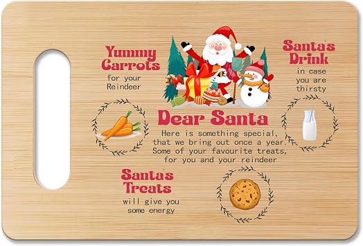 Christmas Cutting Board For Kitchen, Merry Christmas Charcuterie Board, Xmas Gifts For Women Family Friends Neighbors, Santa Holiday Chopping Boards For Home Kitchen Decorations Supplies, 03