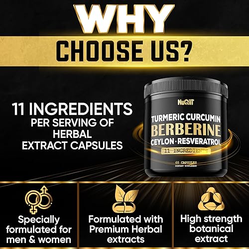 Miniatura 4 de Suplemento de berberina con curcumina de cúrcuma 4500 mg Trans-Resveratrol 4500 mg y más - Apoya el manejo corporal y el sistema inmunológico - 60