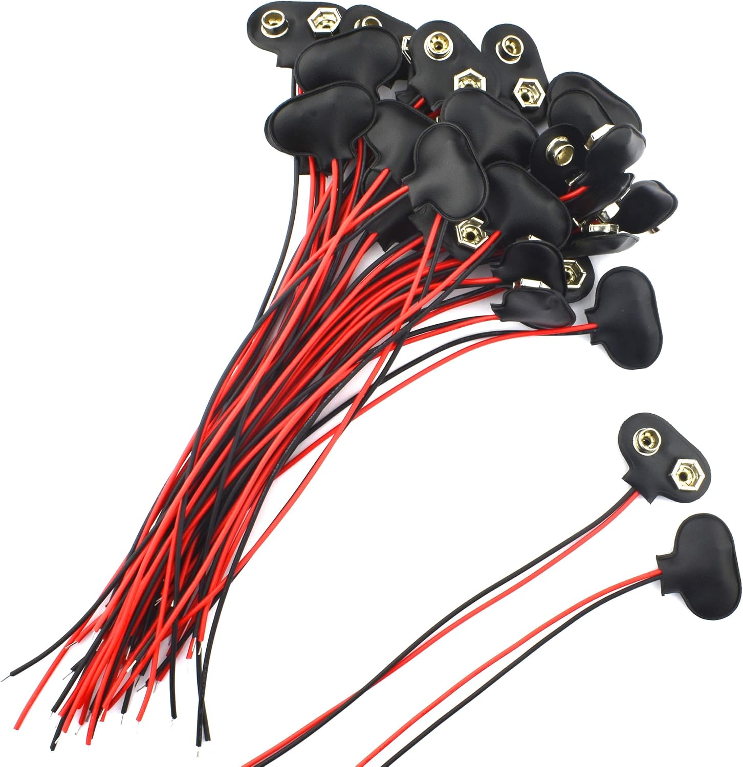 30 Pack 9 Volt Battery Clip Connector Battery Snap Wire Connectors (30 Pack-15cm)