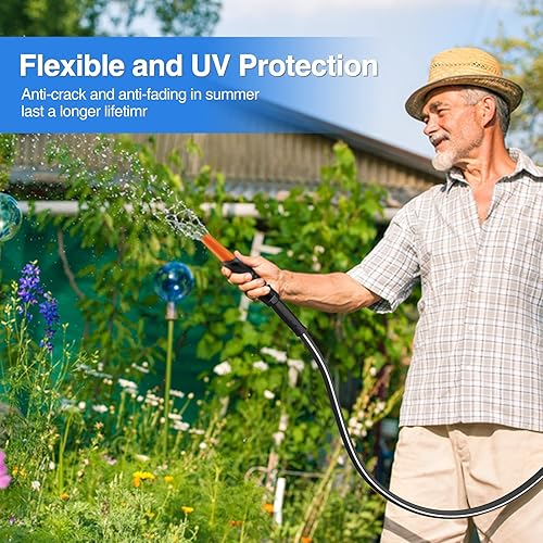 Miniatura 7 de GREENER Manguera de jardín híbrida resistente de 10 pies de diámetro de 58 pulgadas, manguera de jardín interior duradera con mango de agarre