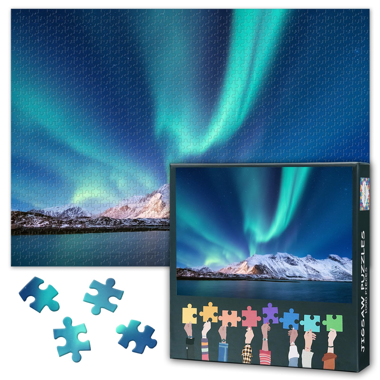Aurora Puzzles for Adults 1000 Pieces, Northern Light Jigsaw Puzzles, Norway Landscape Adult Puzzle for Adults, Educational Fun Games or Toys for Elders Friends 20X27 INCH โ image 1
