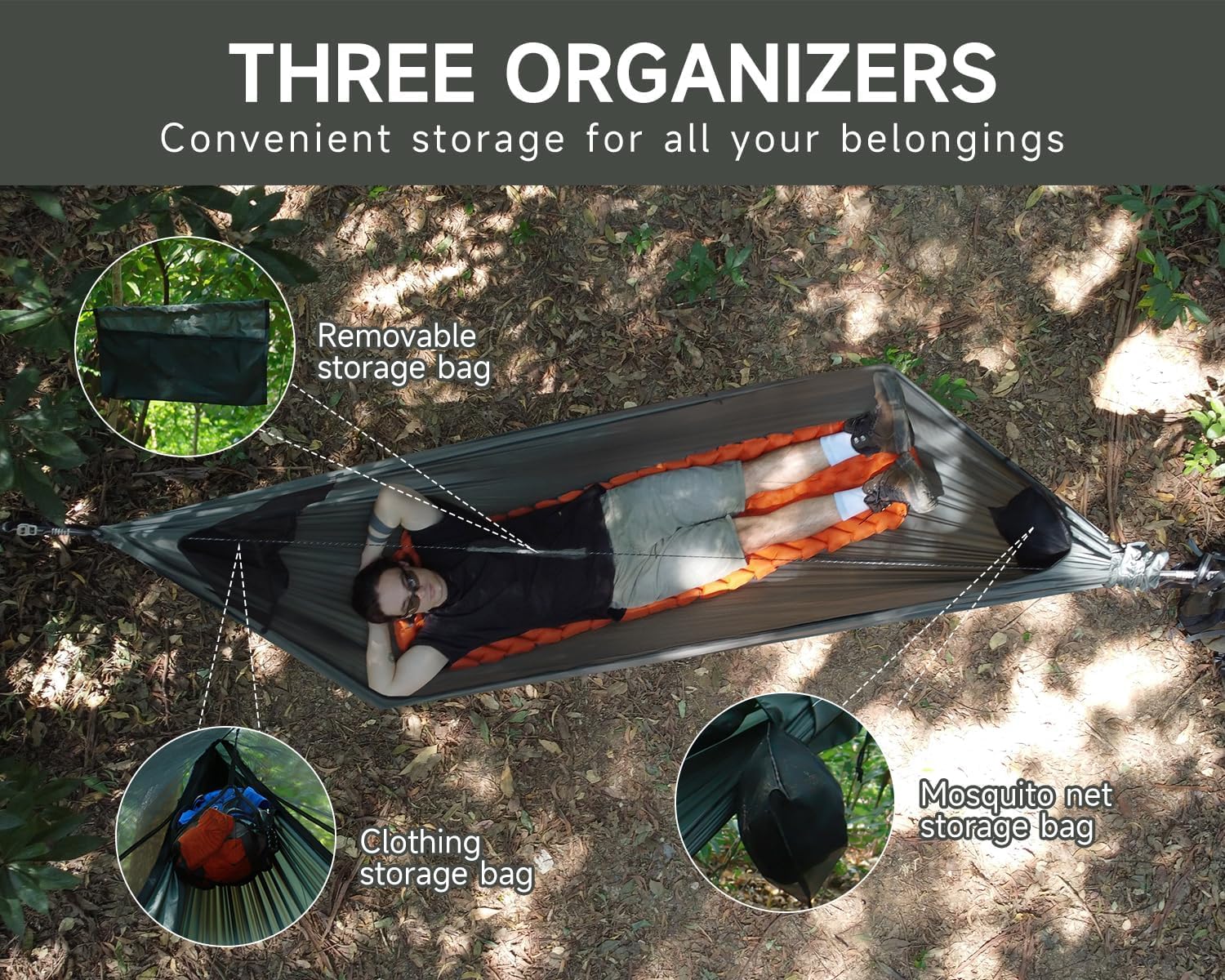 NomadNest Amaca con zanzariera tridimensionale rimovibile, amaca portatile da campeggio con corda per escursioni, viaggi e zaino in spalla