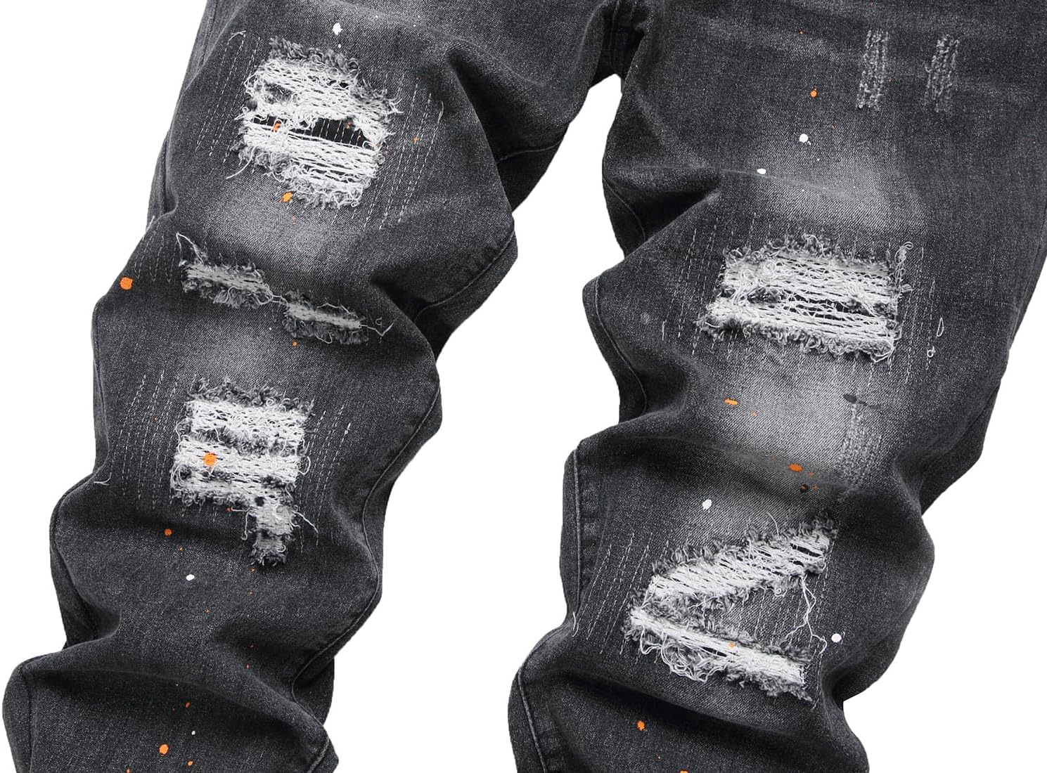 QIMYUM Men's Slim Fit Jeans Ripped Skinny Jeans for Men, Fashion Biker Jeans Stretch Moto Cargo Denim Pants - Image 4