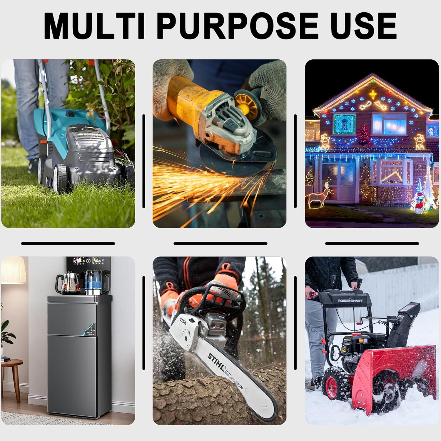 25FT 12/3 Outdoor Extension Cord with Multiple Outlets 12 Gauge 3 Outlet Heavy Duty Power Cord Splitter Flexible 3 Way Power Cable Waterproof with Light Indicator 12AWG 15A 1875W SJTW,ETL Listed